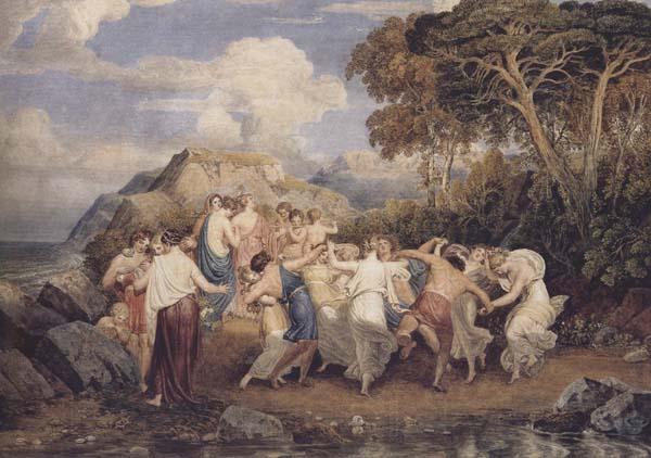 Joshua Cristall Nymphs and shepherds dancing (mk47) Norge oil painting art